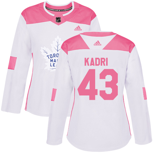 Adidas Maple Leafs #43 Nazem Kadri White/Pink Authentic Fashion Women's Stitched NHL Jersey - Click Image to Close